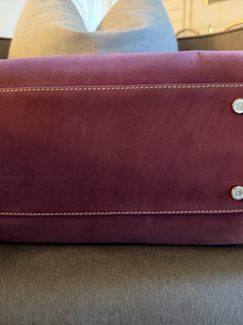 Celine Suede Satchel Handbag in Plum - Picture 4 of 14